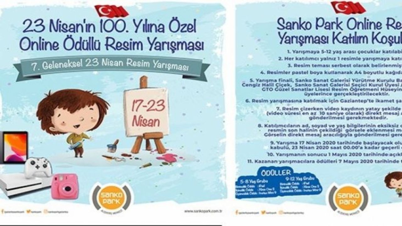 Sanko Park 23 Nisan online resim yarışması düzenliyor