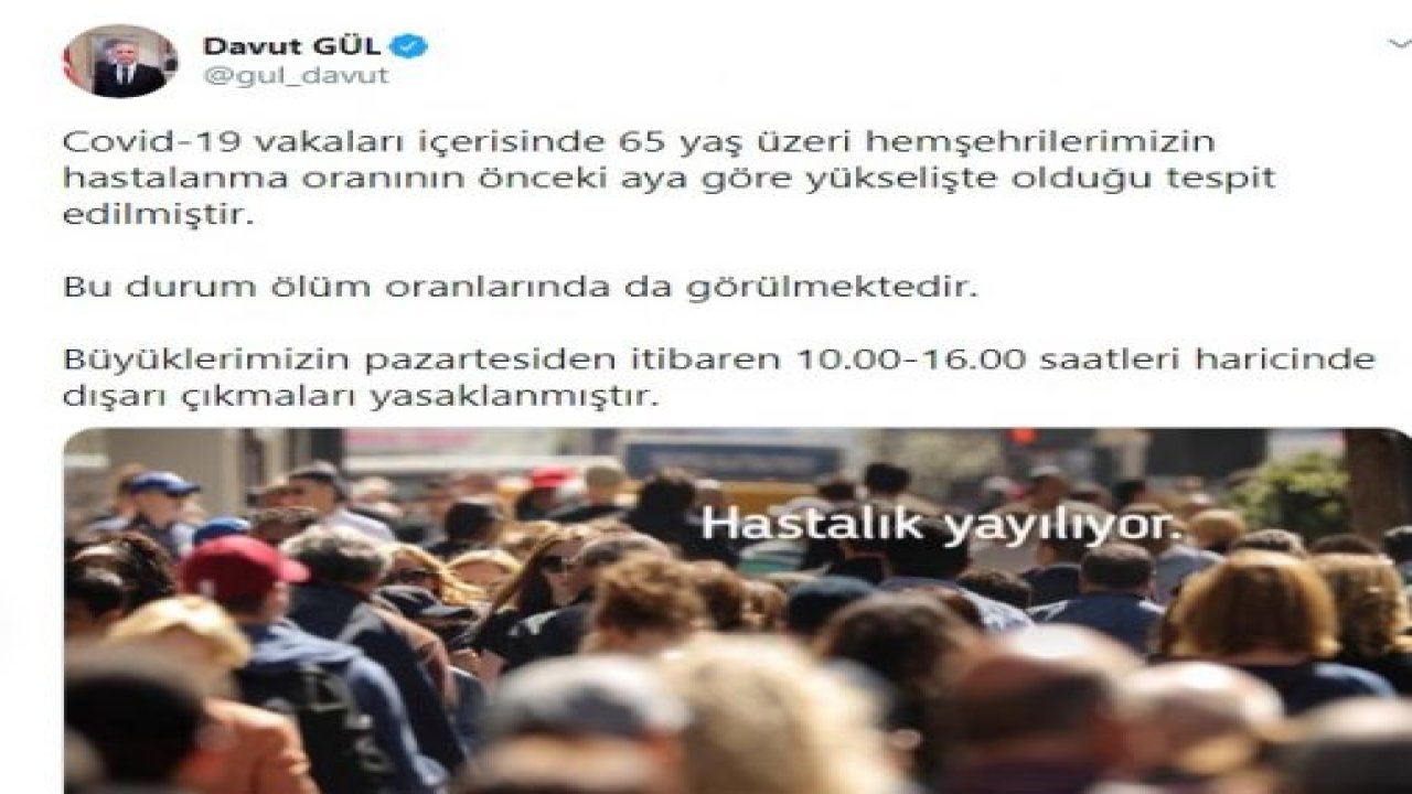 Son Dakika...Gaziantep'e Korona Yasakları Başladı!..Gaziantep Valisi Gül Duyurdu...65 Yaş Üstüne Sokağa Çıkmak Yasak