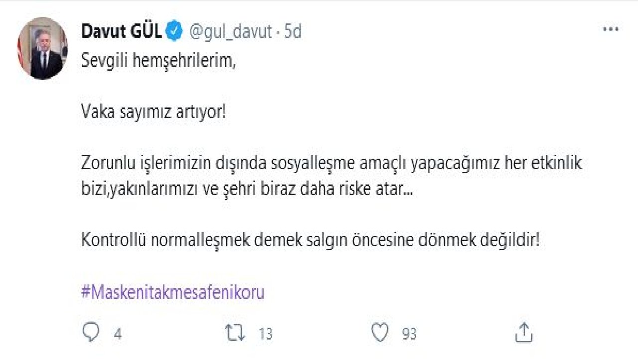 Vali Gül uyardı! Vaka sayımız artıyor