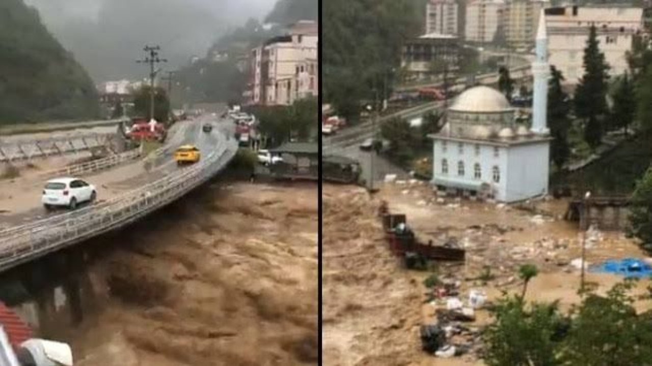 Artvin'de sel nedeniyle dereler taştı yollar kapandı