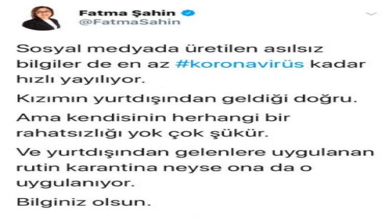 Başkan Şahin Kızı Hakkındaki söylentilere açıklık getirdi!