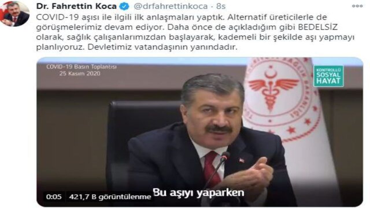 Bakan Koca'dan koronavirüs aşısıyla ilgili açıklama: İlk anlaşmaları yaptık