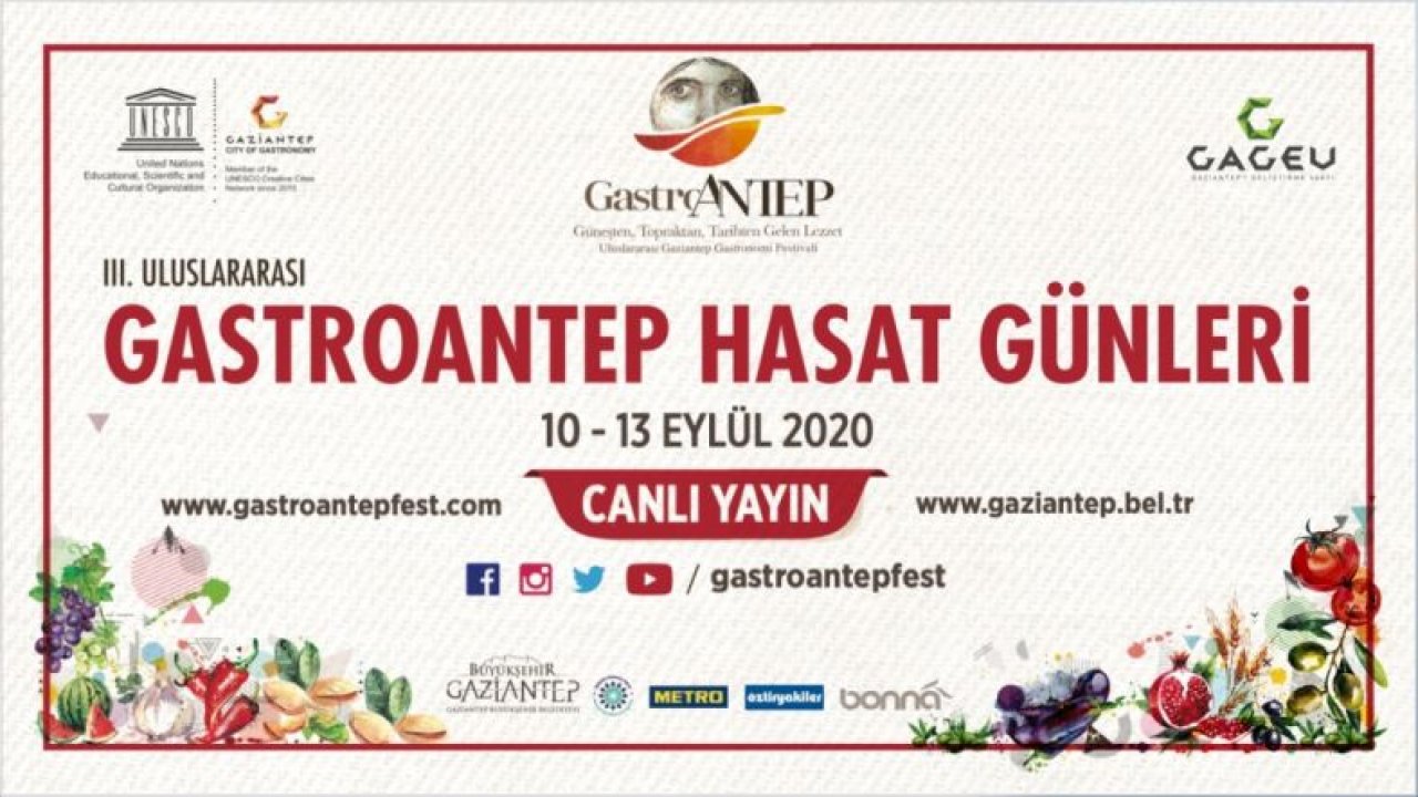 ULUSLARARASI GASTROANTEP HASAT GÜNLERİ BU SENE DİJİTAL ORTAMDA!