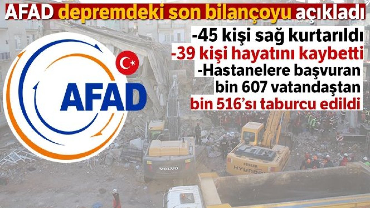 AFAD depremdeki son bilançoyu açıkladı