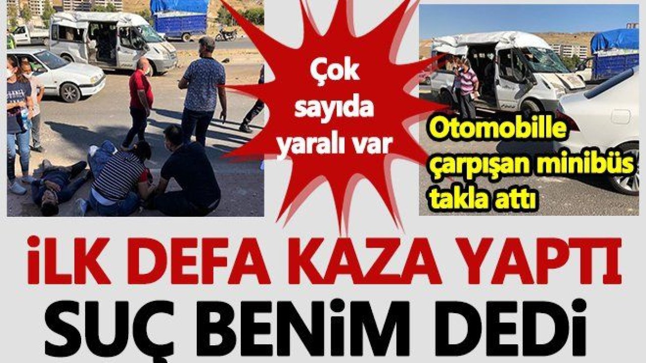 Otomobille çarpışan minibüs takla attı: Çok sayıda yaralı var...