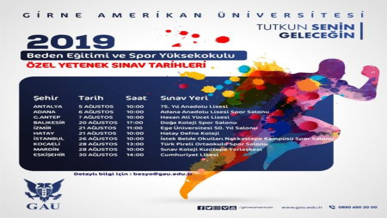 'Özel yetenek sınavları' 5 Ağustos'ta Antalya'da başlıyor