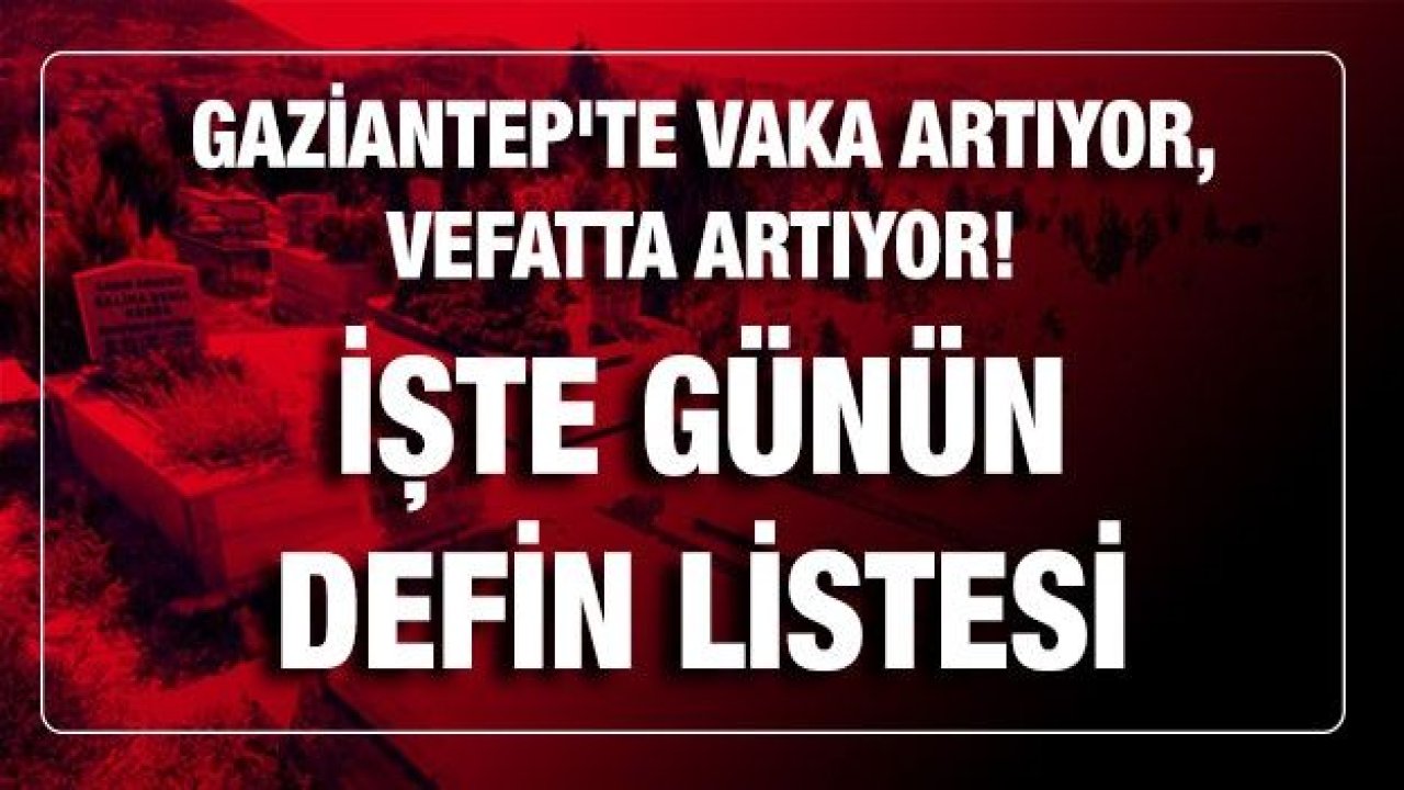 Son dakika... 10.09.Mart(Çarşamba) Bugün Gaziantep'te vaka artıyor, vefatta artıyor! 10.09.Mart(Çarşamba) Bugün kaç kişi öldü? İşte günün defin listesi