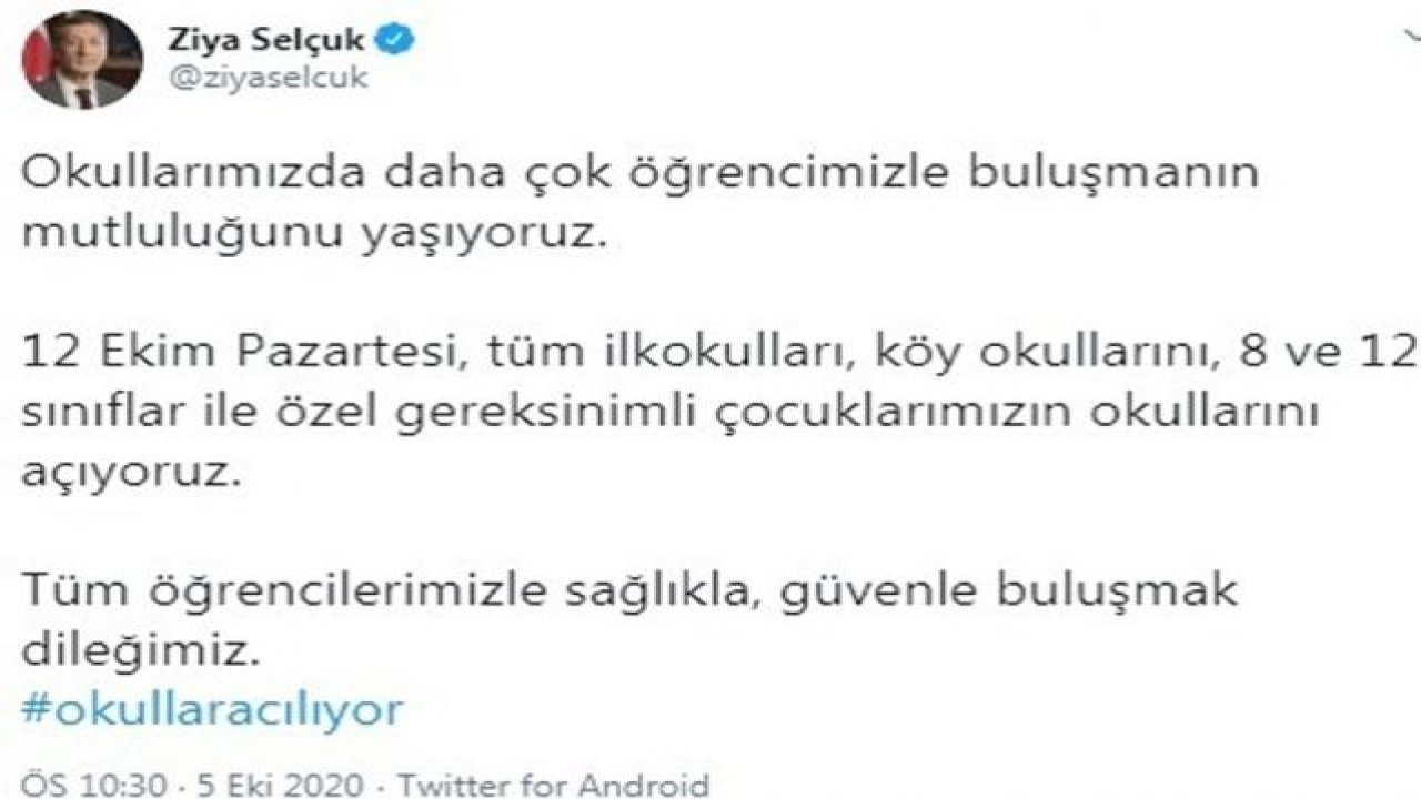 Yüz yüze eğitim 12 Ekim’de başlayacak! İşte detaylar...Kurallar Neler Olacak?