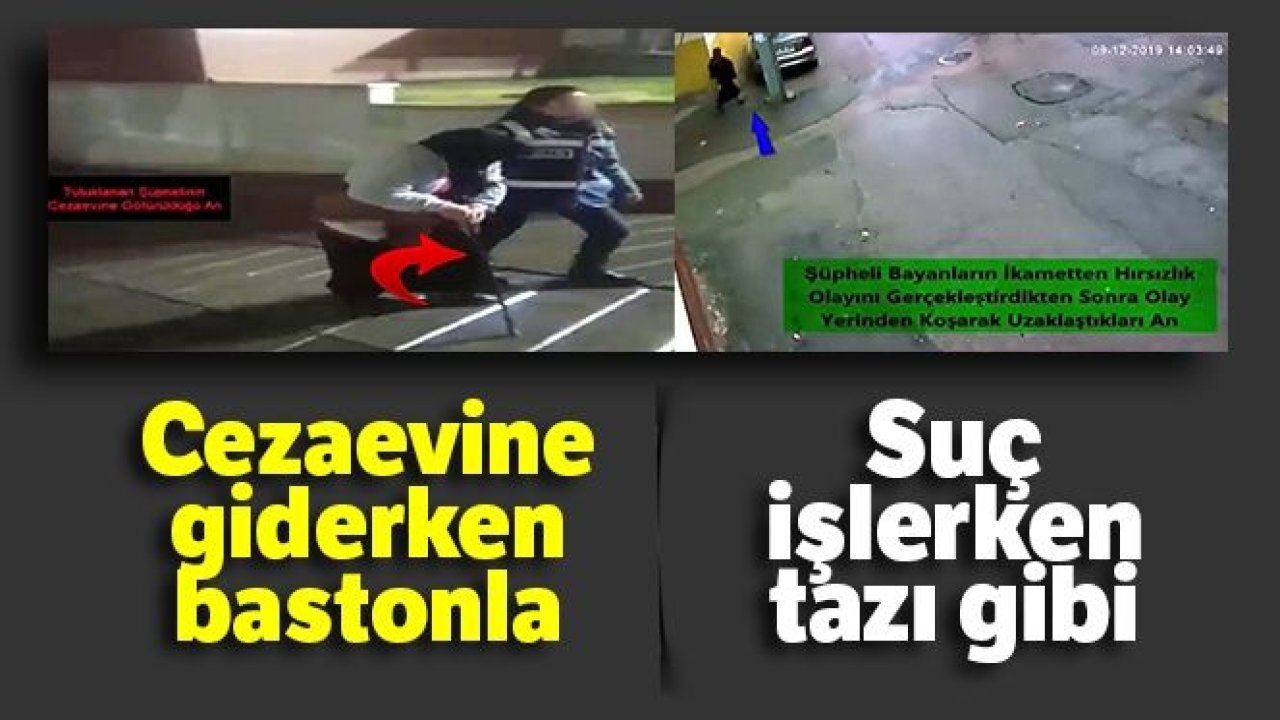 Suç işlerken tazı gibi cezaevine giderken bastonla