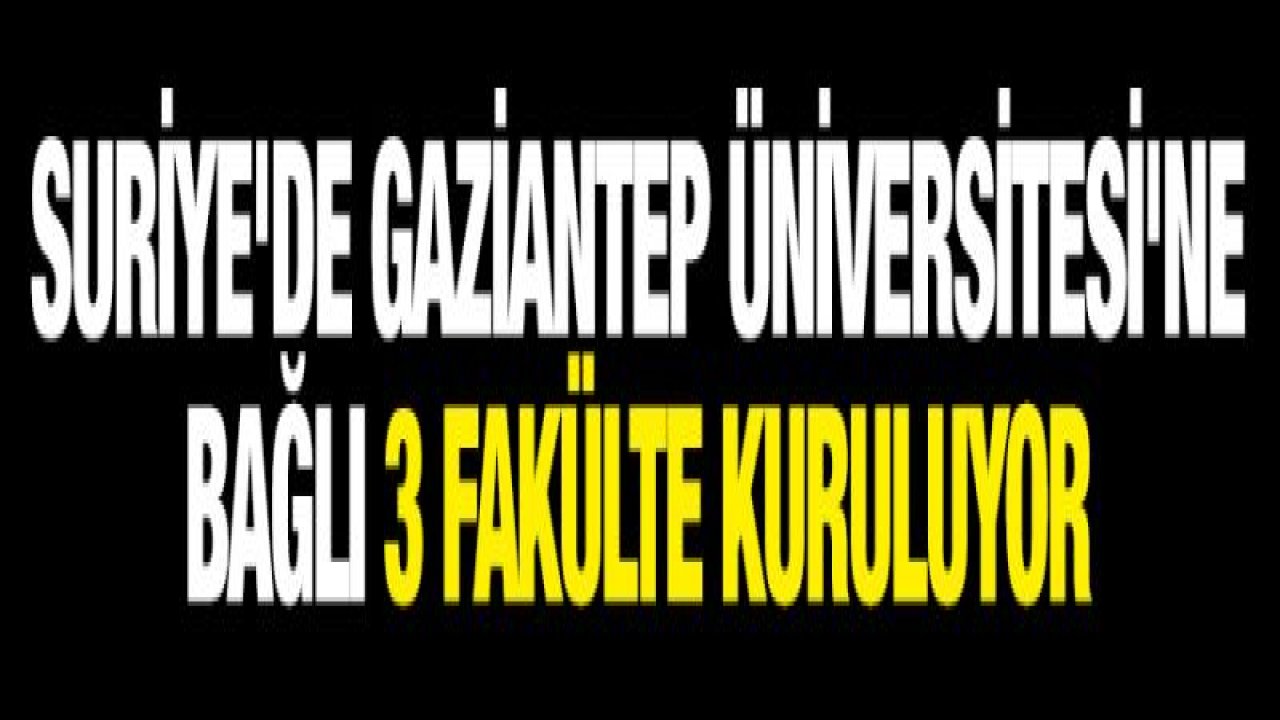 Suriye'de Gaziantep Üniversitesi'ne bağlı 3 fakülte kuruluyor