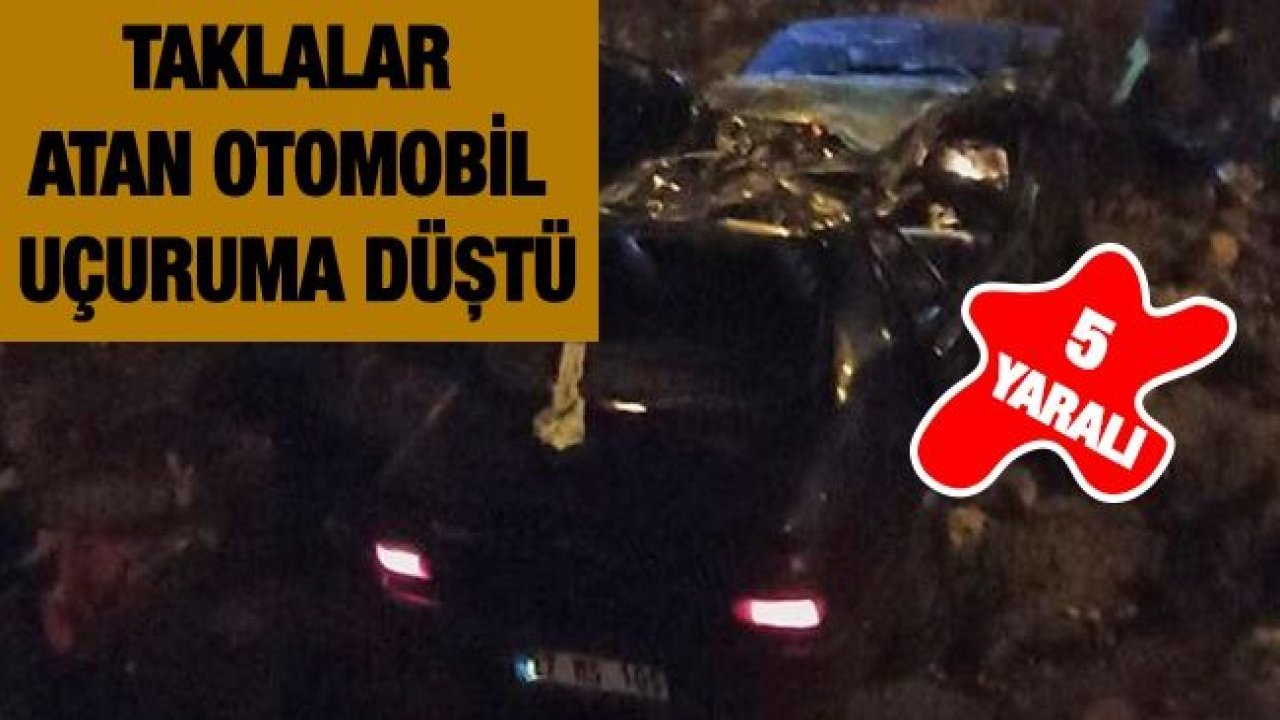 Taklalar atan otomobil uçuruma düştü: 5 yaralı