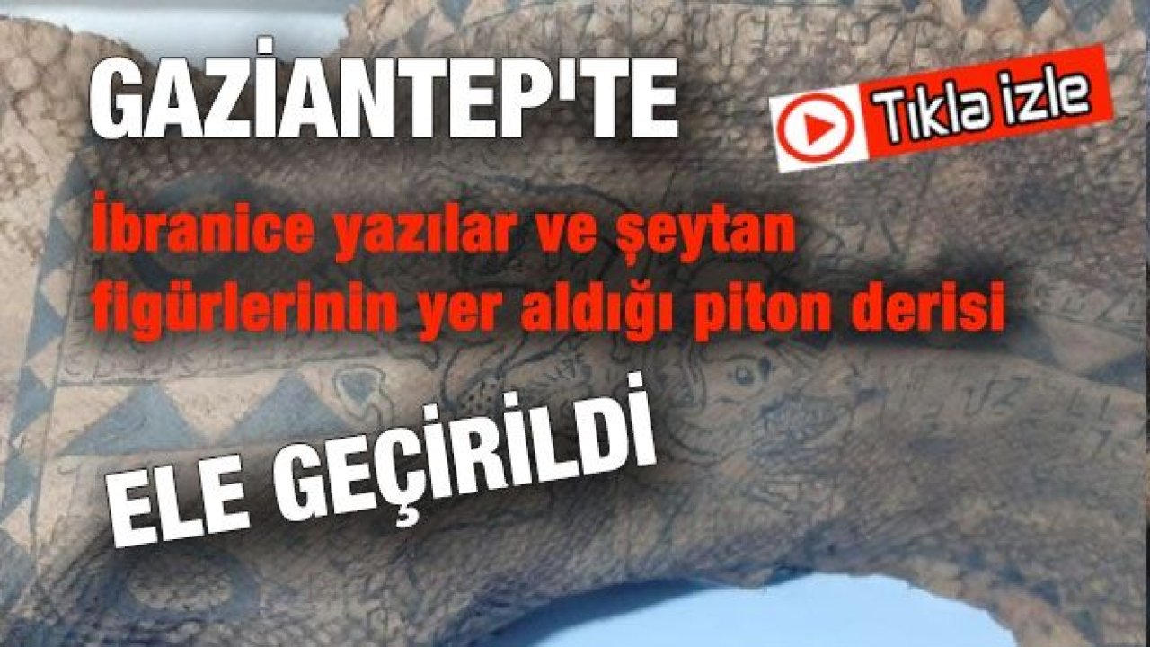 Son Dakika...Video İzle...Gaziantep'te İbranice yazılar ve şeytan figürlerinin yer aldığı piton derisi ele geçirildi