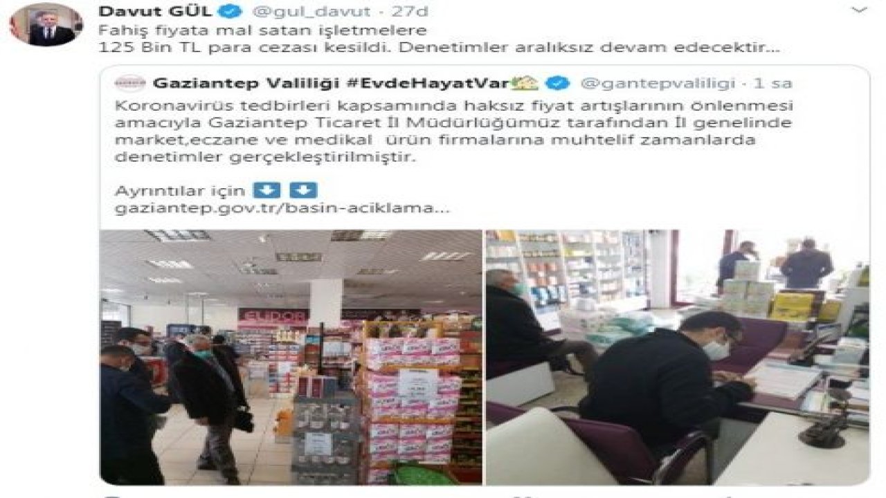 SON DAKİKA...Gaziantep'te fırsatçılara 125 Bin TL Ceza Kesildi