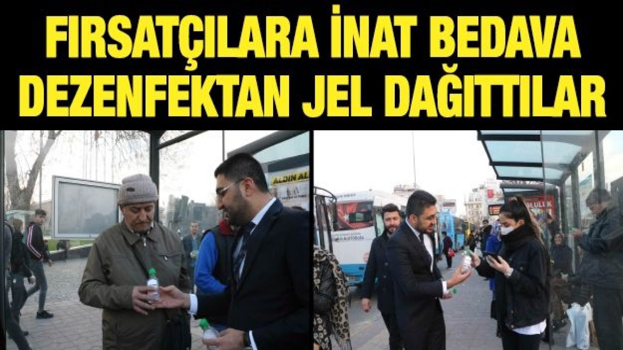 Fırsatçılara inat bedava dezenfektan jel dağıttılar