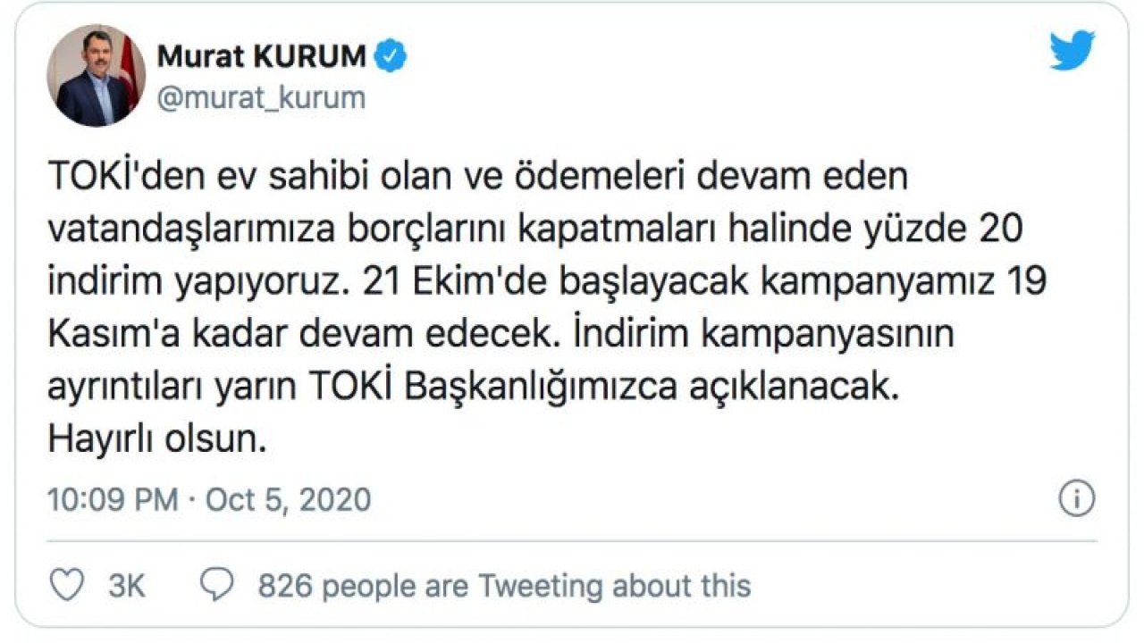 TOKİ'nin indirim kampanyası 21 Ekim'de başlayacak