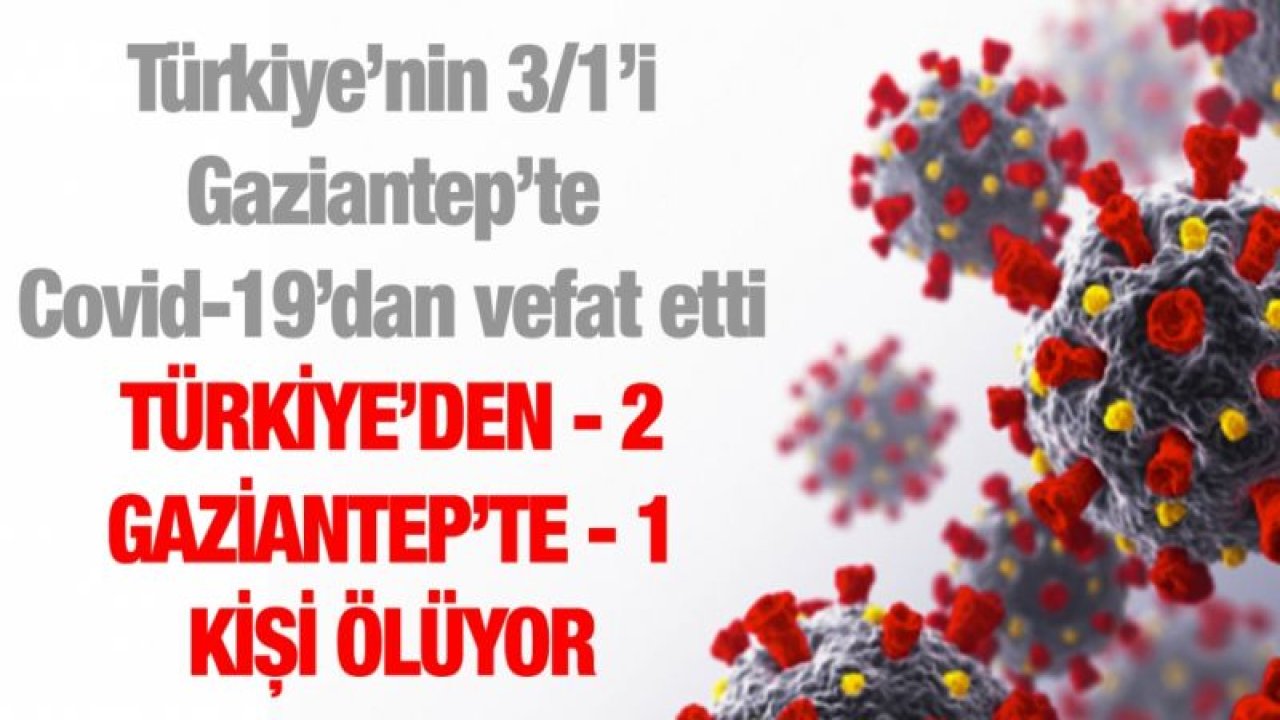 Türkiye’nin 3/1’i Gaziantep’te Covid-19’dan vefat etti...  Türkiye’den 2 Gaziantep’te 1 kişi ölüyor