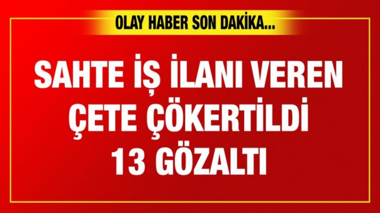 Sahte iş ilanı veren çete çökertildi: 13 gözaltı