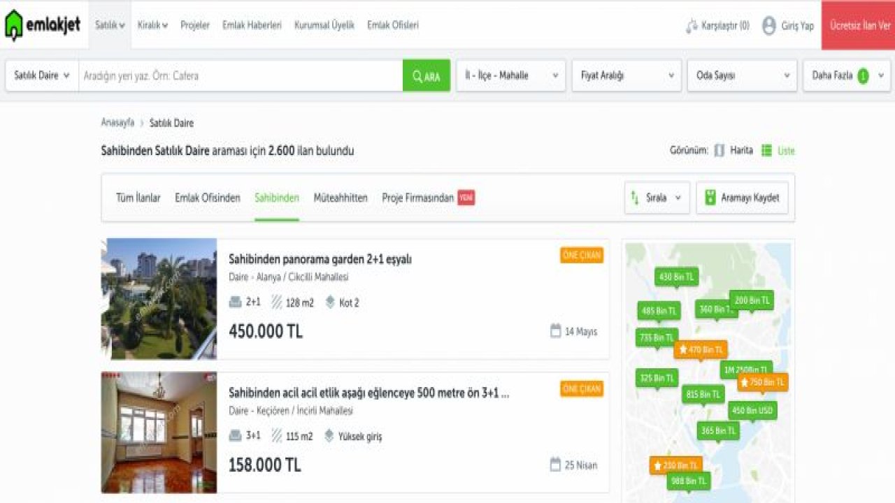 Nereye Taşınmak İsterseniz Yeni Satılık Daireniz Emlakjet'te!