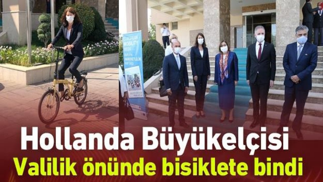 Gaziantep’te Hollanda Büyükelçisi Valilik önünde bisiklete bindi