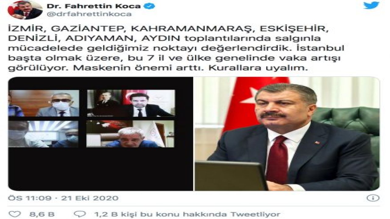 Bakan Koca: 'Dikkat! Gaziantep'te Vakalar Artıyor'