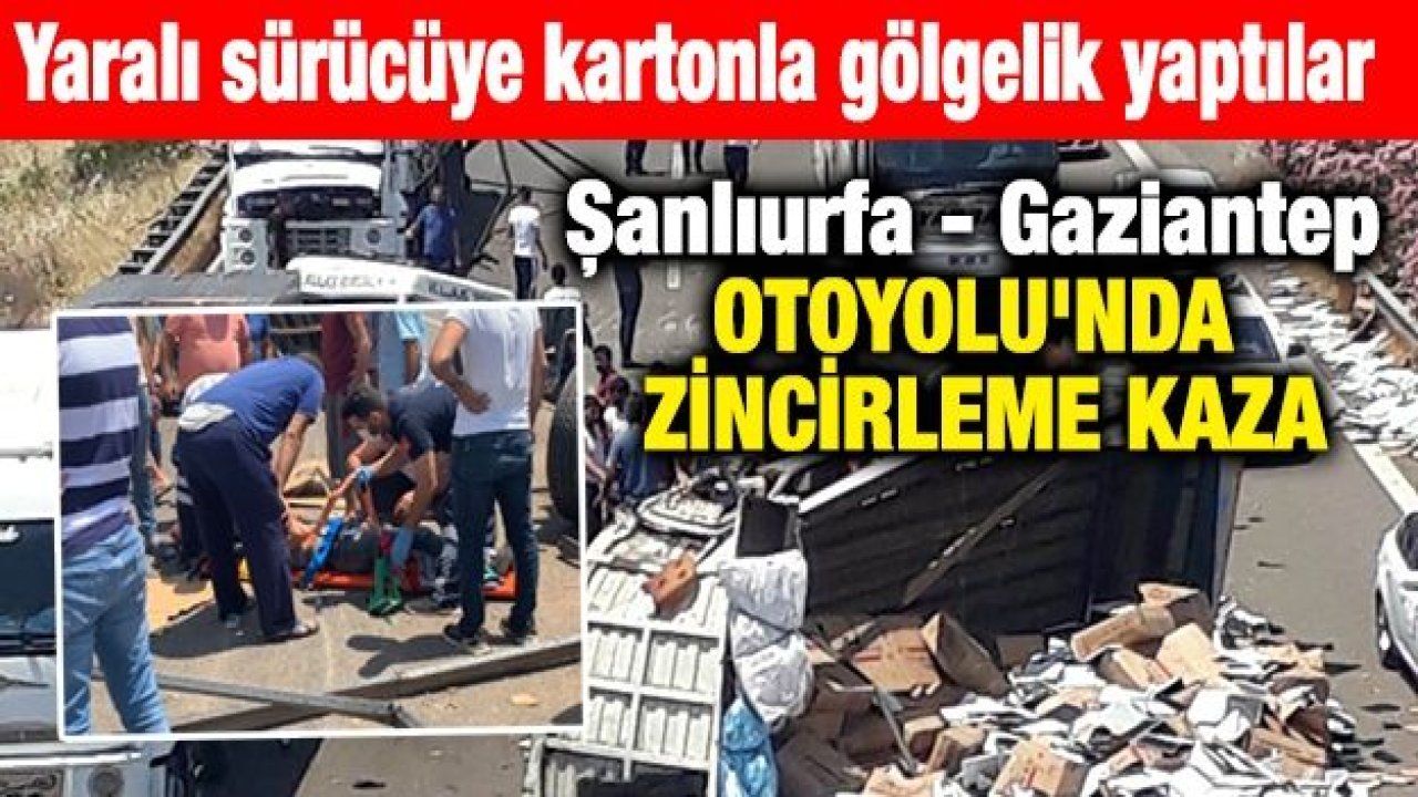 Yaralı sürücüye kartonla gölgelik yaptılar