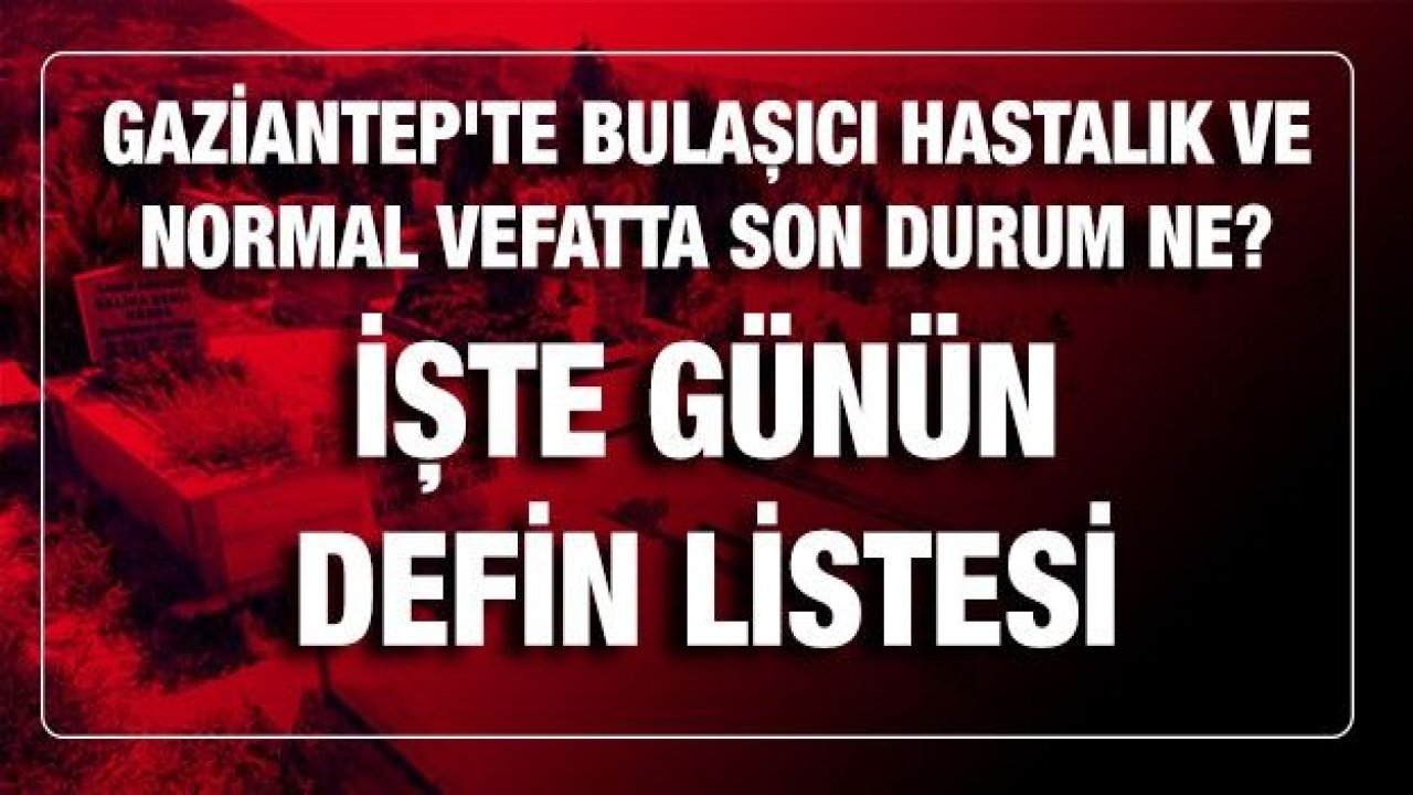 Son dakika Gaziantep'te bulaşıcı hastalık korona virüs, covid-19 ve normal vefatta son durum ne? Bugün kaç kişi vefat etti, öldü? İşte günün defin listesi 26 Şubat 2021 Cuma