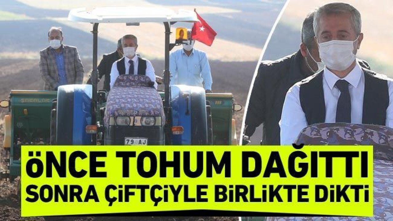 Önce tohum dağıttı sonra çiftçiyle birlikte dikti