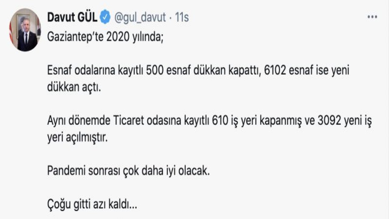 Vali Davut Gül açıkladı;