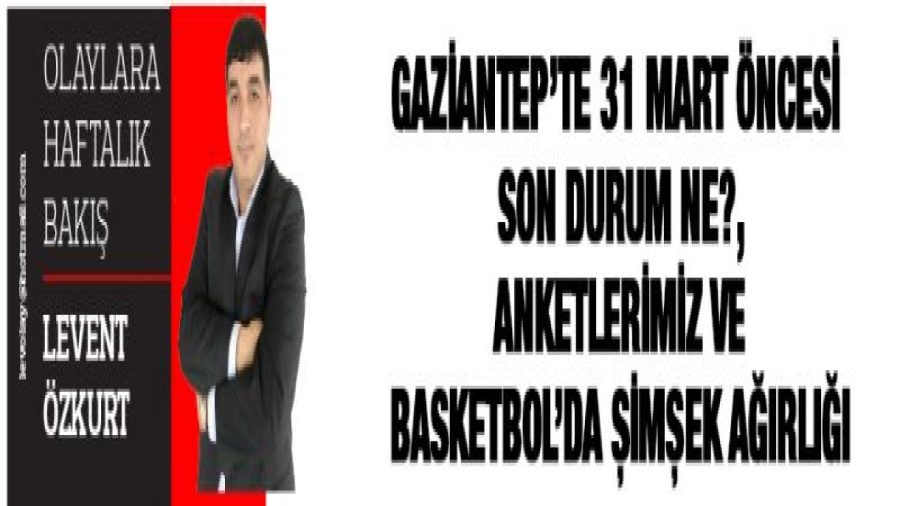 GAZİANTEP'TE 31 MART ÖNCESİ SON DURUM NE?, ANKETLERİMİZ VE BASKETBOL'DA ŞİMŞEK AĞIRLIĞI