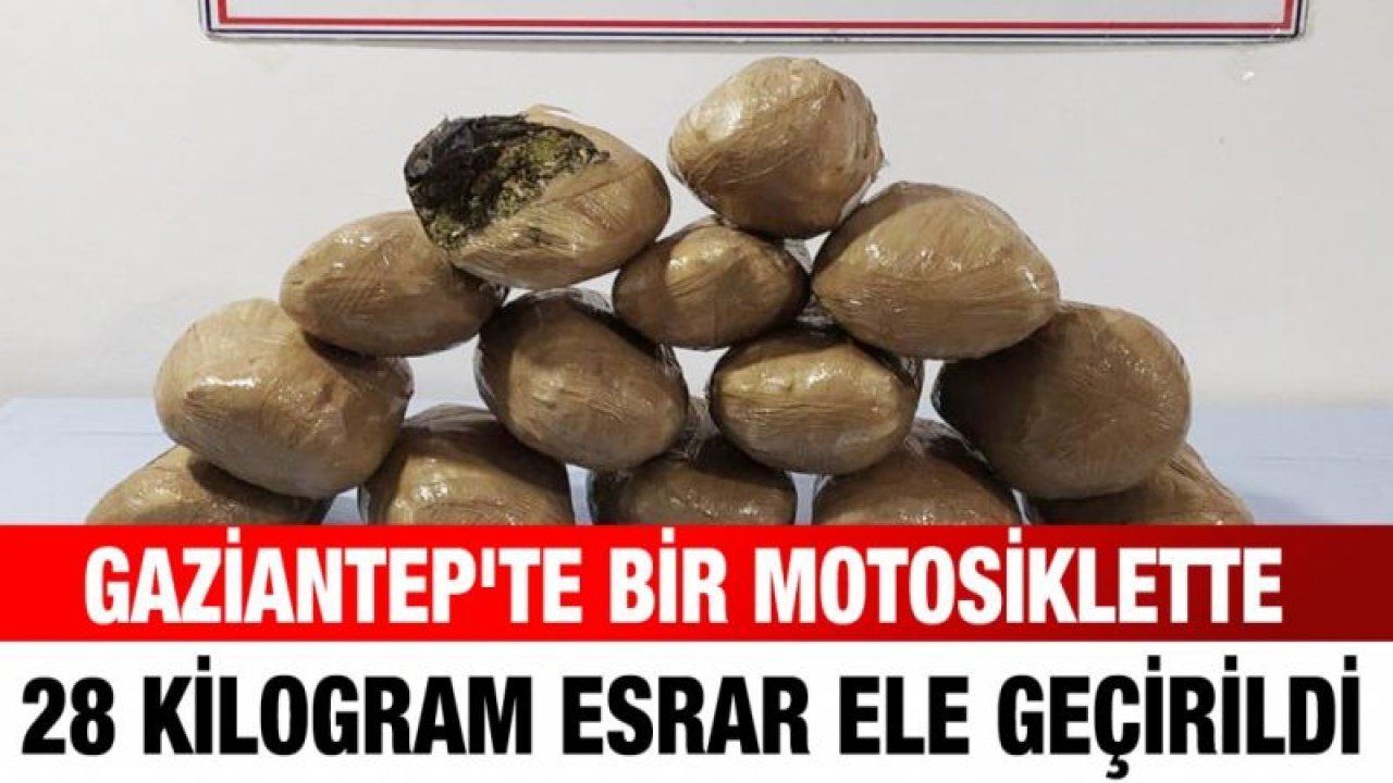 Gaziantep'te bir motosiklette 28 kilogram esrar ele geçirildi