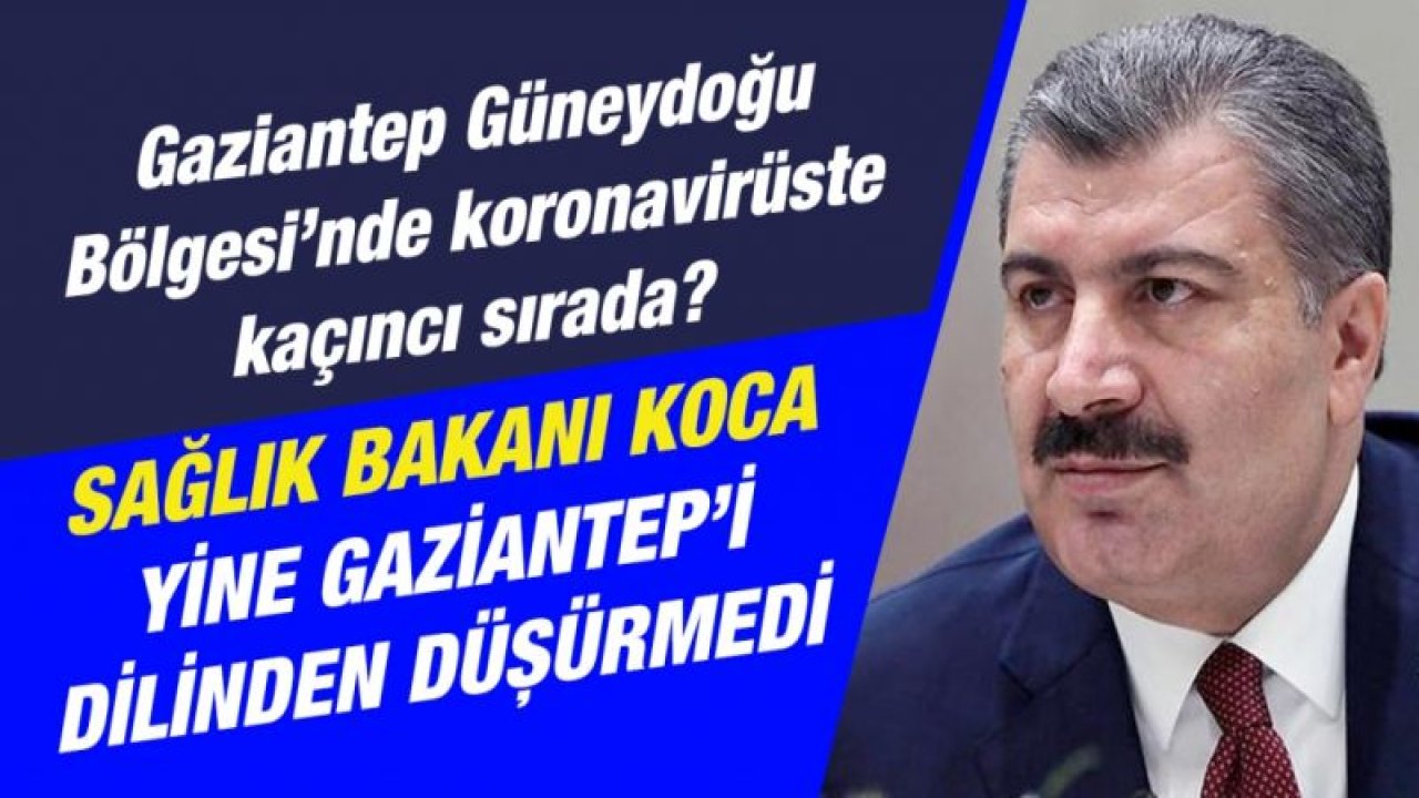 Gaziantep Güneydoğu Bölgesi’nde koronavirüste kaçıncı sırada?...  Sağlık Bakanı Koca yine Gaziantep’i dilinden düşürmedi