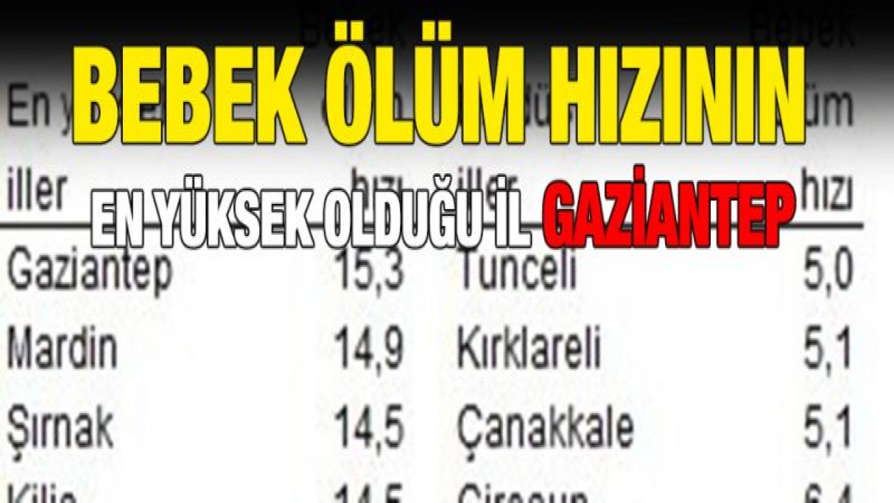 Gaziantep'te doğan her bin bebekten 15'i ölüyor