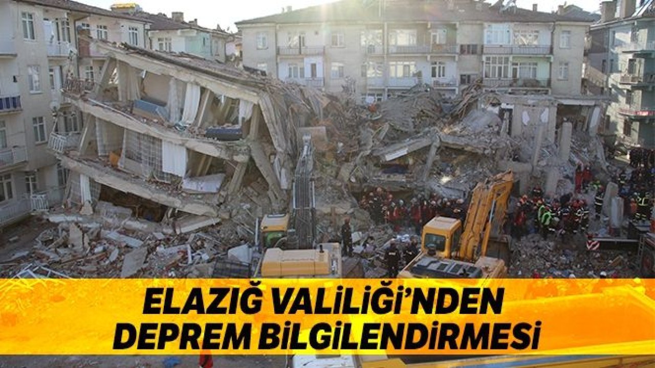 Elazığ Valiliği'nden deprem ile ilgili bilgilendirme