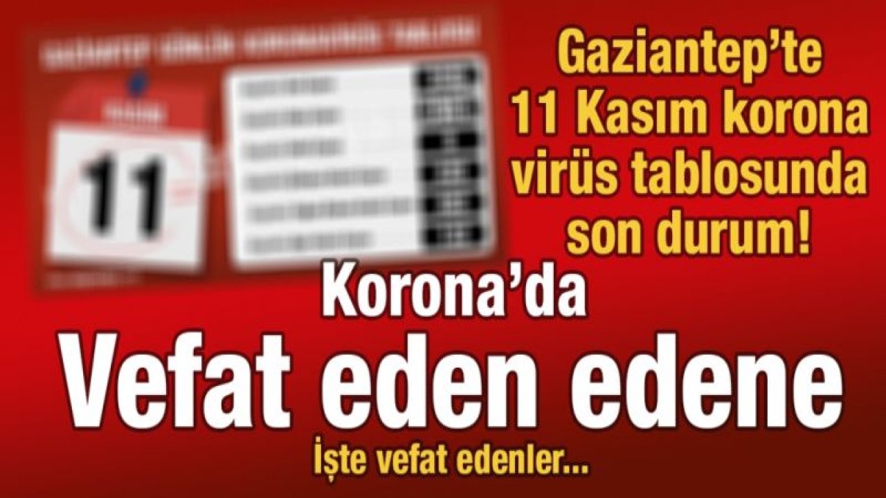 Gaziantep'te korona virüsten vefat eden edene... İşte 11 Kasım'da vefat edenlerin listesi