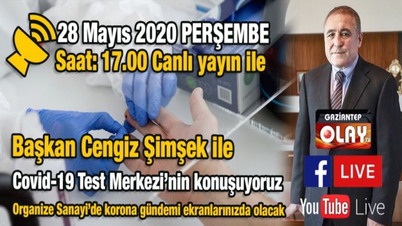 Gaziantep Organize Sanayi'de kurulan Covid-19 Test Merkezi, kaç vaka var? kaç pozitif test var? Organizede alınan tedbirler? Canlı yayında Başkan Cengiz Şimşek açıklıyor.