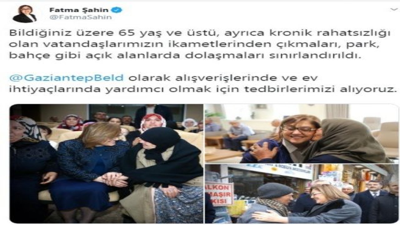 Fatma Şahin'den,Yaşlılarımızın Tüm İhtiyaçlarını Karşılayacağız Paylaşımı...