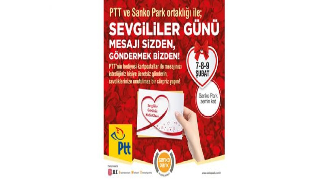 Sanko Park'ta sevgililer günü mesajı sizden göndermek PTT'den