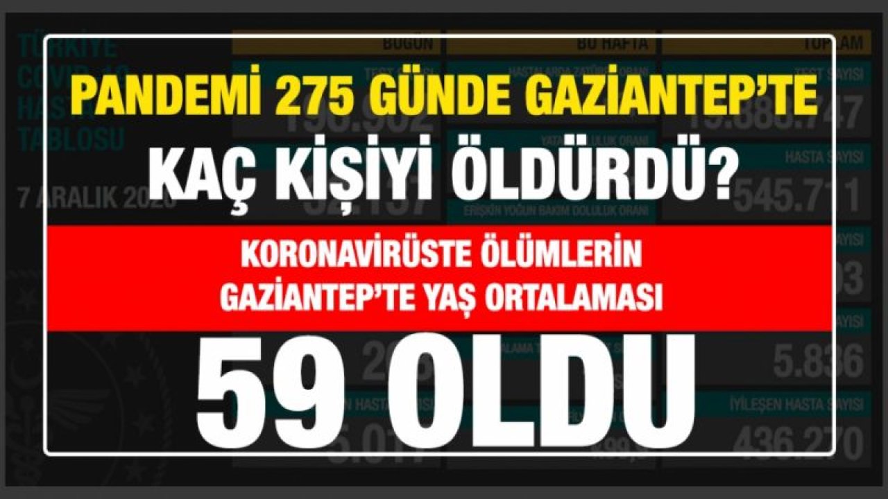 Pandemi 275 günde Gaziantep’te kaç kişiyi öldürdü?