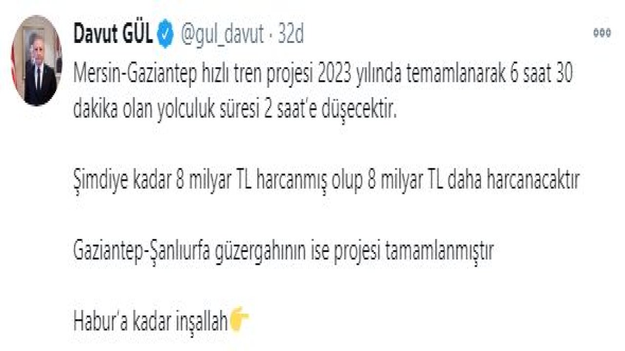 Vali Gül'ün 'hızlı tren' açıklaması ne?