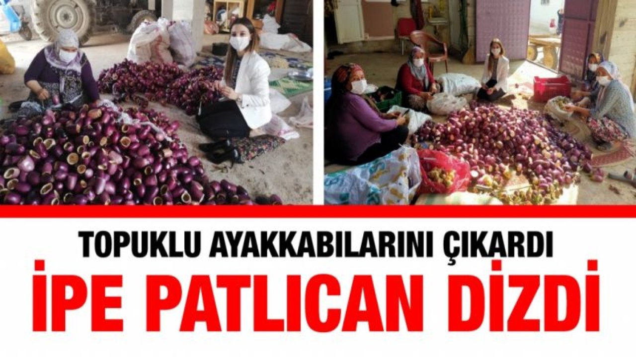 Topuklu ayakkabılarını çıkardı ipe patlıcan dizdi