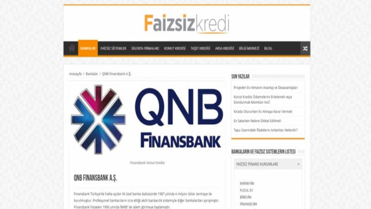 QNB Finansbank konut kredisi faiz oranları