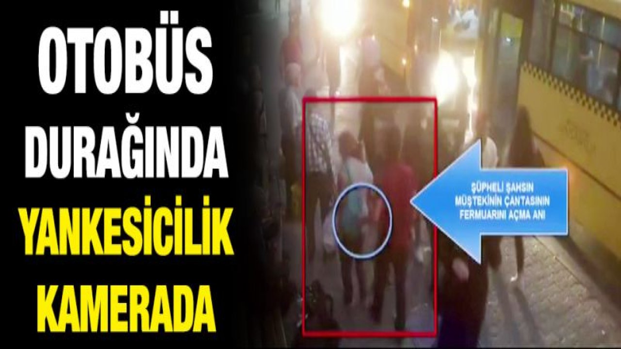 Otobüs durağında yankesicilik kamerada