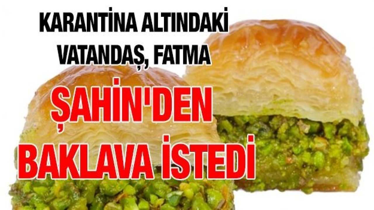 Karantina altındaki vatandaş, Fatma Şahin'den baklava istedi