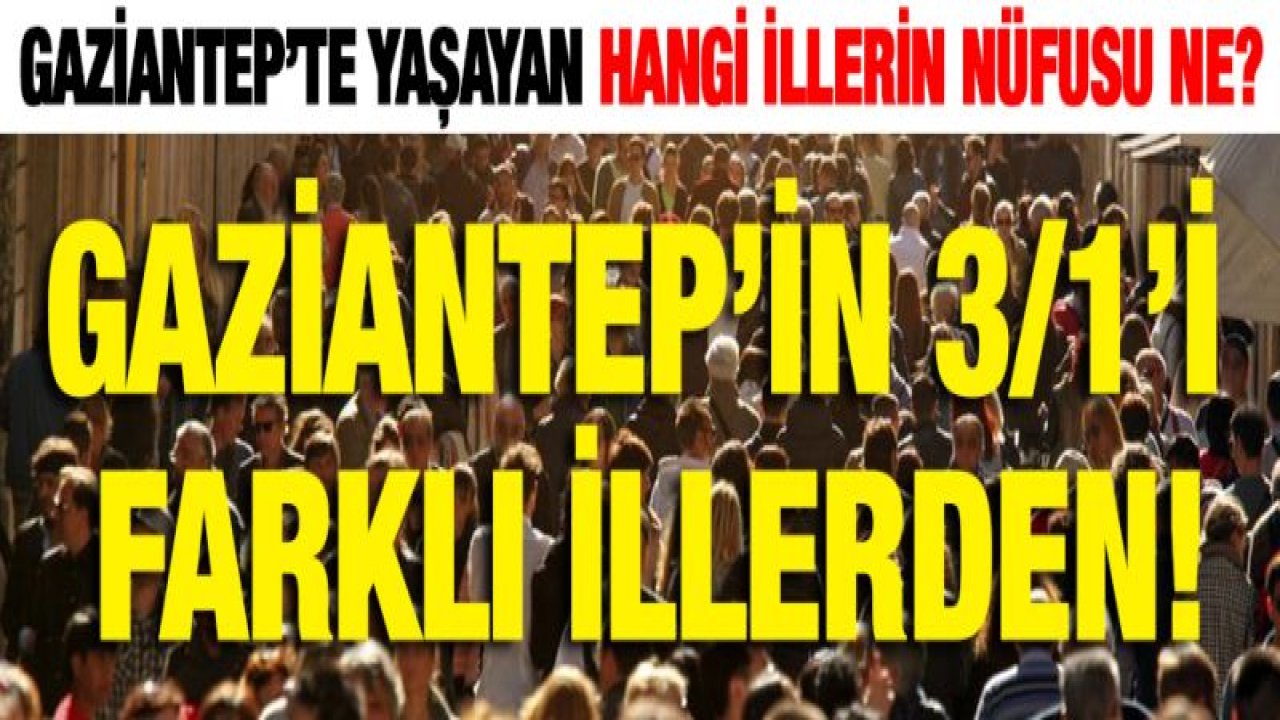 Gaziantep'te yaşayan hangi illerin nüfusu ne?