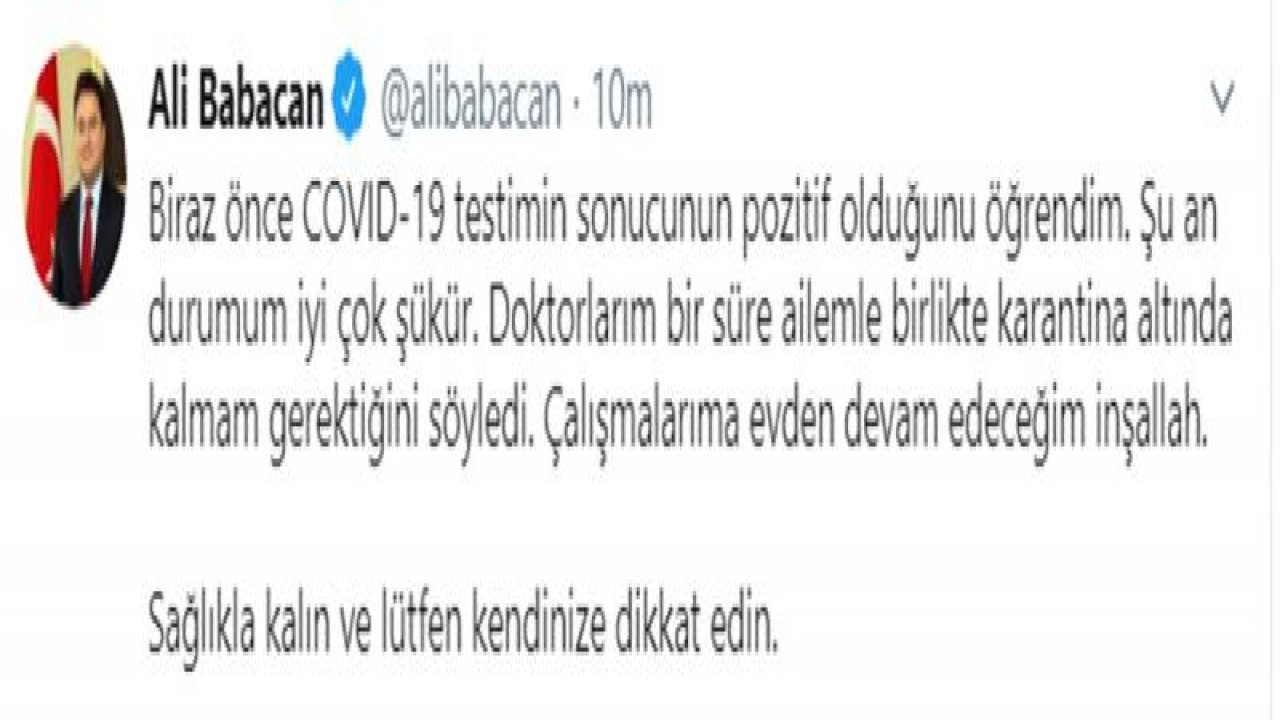 Ali Babacan coronaya yakalandı