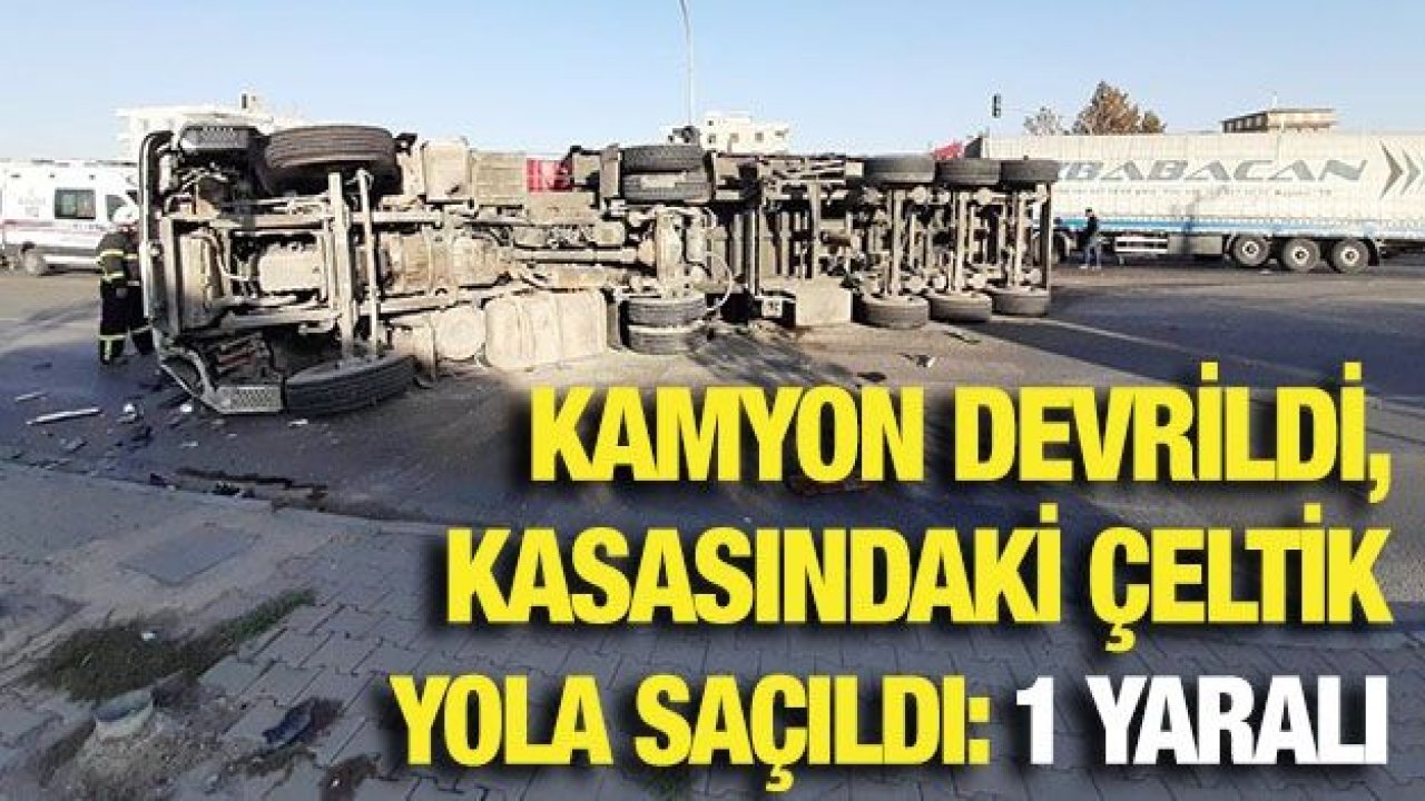 Kamyon devrildi, kasasındaki çeltik yola saçıldı: 1 yaralı