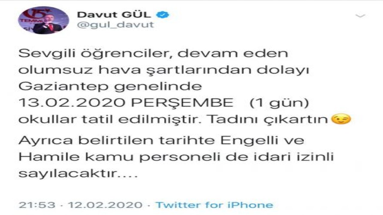 Gaziantep'te Kar Yağışı Devam Ediyor...Vali Gül'ün Tatil Tweet'i Sosyal Medya'yı salladı