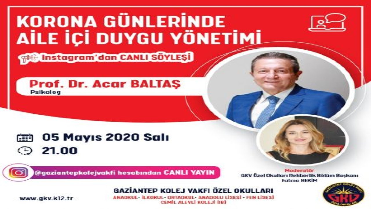 GKV’den korona günlerinde "Aile İçi Duygu Yönetimi" söyleşisi