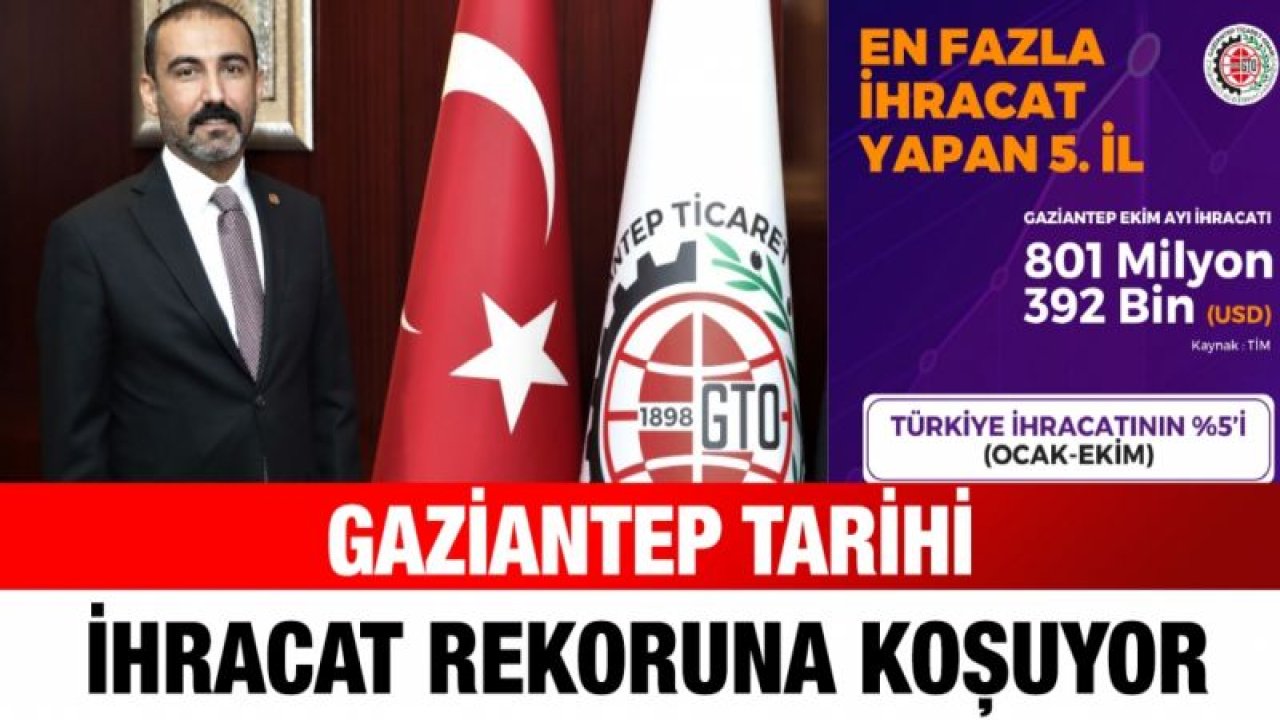 GAZİANTEP TARİHİ İHRACAT REKORUNA KOŞUYOR