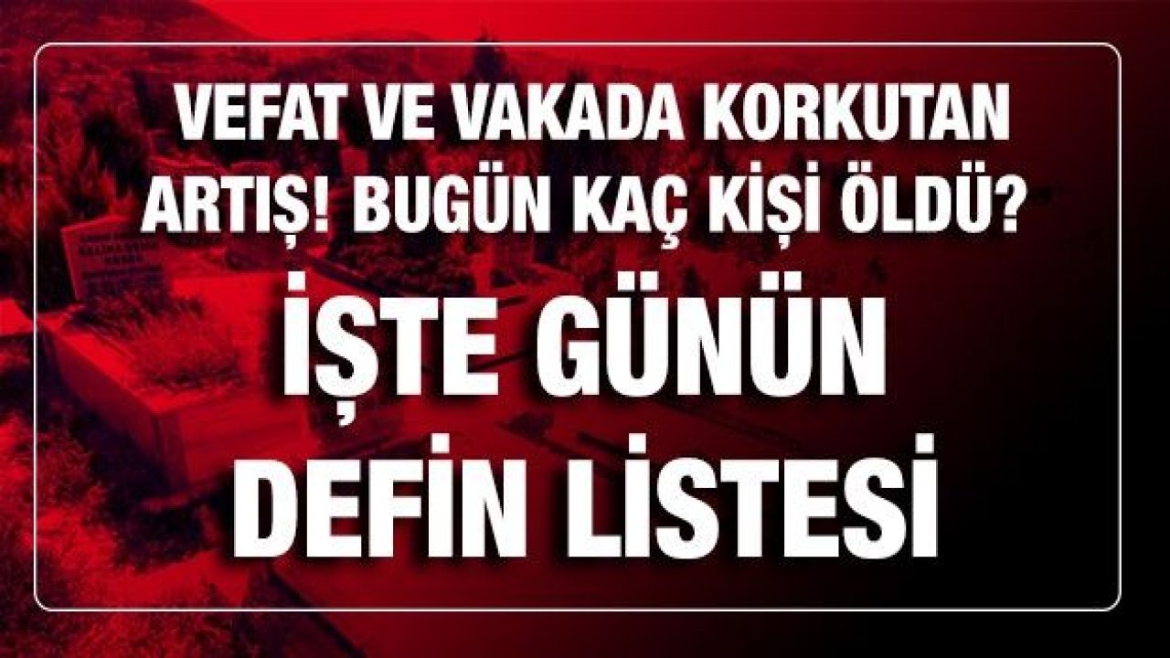 Son dakika...Gaziantep'te 11.03.2021(Perşembe) Bugün Vefat ve vakada korkutan artış! Gaziantep'te 11.03.2021(Perşembe) Bugün kaç kişi öldü? İşte günün defin listesi